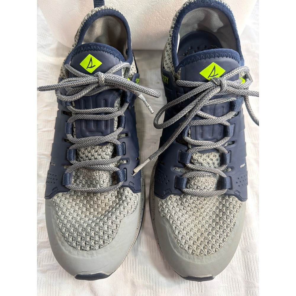 Sperry Men's Gray Blue Knit Lace Up Athletic Sneakers Size 8 STS18841